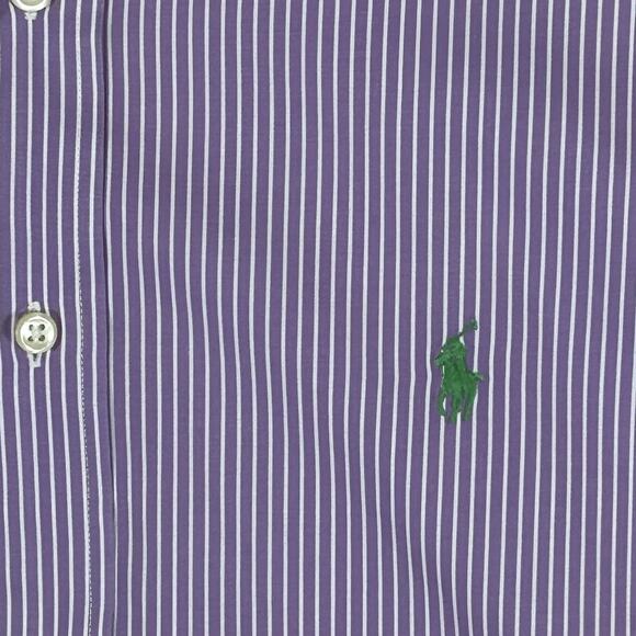 Ralph Lauren Men XL Classic Fit Purple w/ White Stripe Button Down Cotton Shirt - Picture 6 of 14
